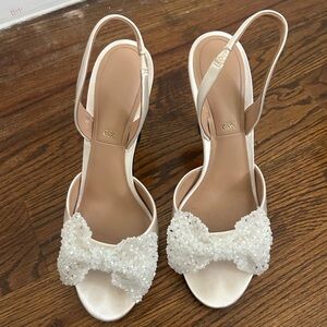 Charles and Keith Elegant White Beaded Bow Women's Sandals